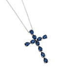 Necklace | Cross Sapphire, 18k White Gold | Martinela