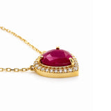 Necklace | Heart Ruby & Diamond, 14k Yellow Gold | Martinela
