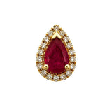 Earrings | Pear Ruby & Diamond, 14k Yellow Gold | Martinela