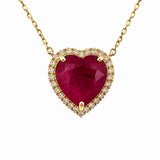 Necklace | Heart Ruby & Diamond, 14k Yellow Gold | Martinela