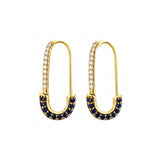 Earrings | Safety Pin Sapphire & Diamond, 18k Yellow Gold | Martinela