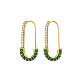 Earrings | Safety Pin Emerald & Diamond, 18k Yellow Gold | Martinela