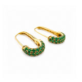 Earrings | Safety Pin Emerald & Diamond, 18k Yellow Gold | Martinela