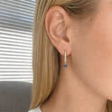 Earrings | Safety Pin Sapphire & Diamond, 18k Yellow Gold | Martinela