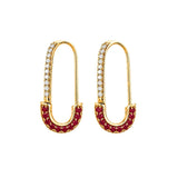 Earrings | Safety Pin Pink Sapphire & Diamond, 18k Yellow Gold | Martinela