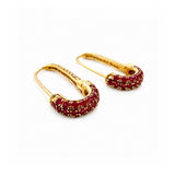 Earrings | Safety Pin Pink Sapphire & Diamond, 18k Yellow Gold | Martinela