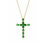 Necklace | Cross Emerald, 18k Yellow Gold | Martinela