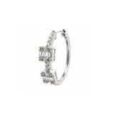 Earrings | Hoop Square Diamond, 14k White Gold | Martinela
