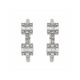 Earrings | Hoop Square Diamond, 14k White Gold | Martinela