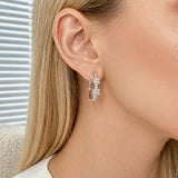 Earrings | Hoop Square Diamond, 14k White Gold | Martinela