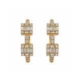 Earrings | Hoop Square Diamond, 14k Yellow Gold | Martinela