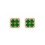 Earrings | Blossom Emerald & Diamond, 14k Yellow Gold | Martinela