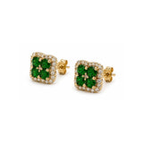 Earrings | Blossom Emerald & Diamond, 14k Yellow Gold | Martinela