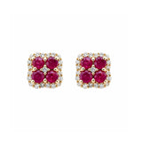Earrings | Blossom Ruby & Diamond, 14k Yellow Gold | Martinela