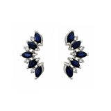 Earrings | Petal Sapphire & Diamond, 14k White Gold | Martinela