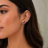 Earrings | Petal Sapphire & Diamond, 14k White Gold | Martinela
