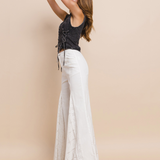 BOHO-CHIC LACE INSET FLARE JEANS GIORGIA IN TIMELESS WHITE FOR WOMEN
