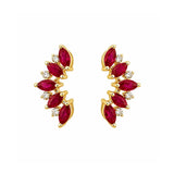 Earrings | Petal Ruby & Diamond, 14k Yellow Gold | Martinela