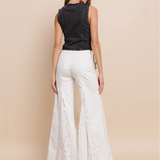 BOHO-CHIC LACE INSET FLARE JEANS GIORGIA IN TIMELESS WHITE FOR WOMEN
