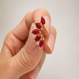 Earrings | Petal Ruby & Diamond, 14k Yellow Gold | Martinela