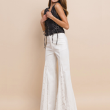 BOHO-CHIC LACE INSET FLARE JEANS GIORGIA IN TIMELESS WHITE FOR WOMEN