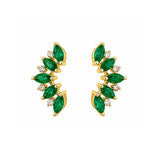 Earrings | Petal Emerald & Diamond, 14k Yellow Gold | Martinela