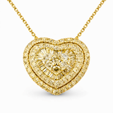 Baguette and Diamond Heart Pendant Necklace (Yellow Gold)