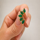 Earrings | Petal Emerald & Diamond, 14k Yellow Gold | Martinela