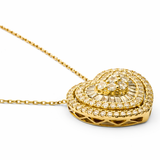 Baguette and Diamond Heart Pendant Necklace (Yellow Gold)