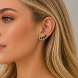 Earrings | Petal Emerald & Diamond, 14k Yellow Gold | Martinela
