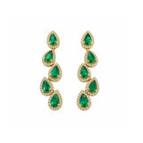 Earrings | Cascade Emerald & Diamond, 14k Yellow Gold | Martinela