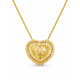 Baguette and Diamond Heart Pendant Necklace (Yellow Gold)