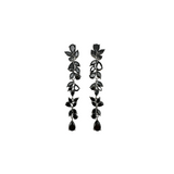 Silver Pear Shaped Cubic Zirconia Long Black Branch Drop Earrings Priscilla