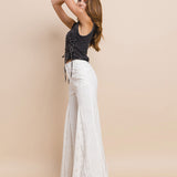 BOHO-CHIC LACE INSET FLARE JEANS GIORGIA IN TIMELESS WHITE FOR WOMEN