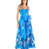 OCEANIC VISION SAILOR PRINT LONG MAXI MIDI DRESS HOPE - NAUTICAL NOVELTY FOR WOMEN - BLUE