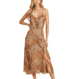 SAVANNAH SPLENDOR LEOPARD PRINT MIDI DRESS JULIA