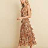 SAVANNAH SPLENDOR LEOPARD PRINT MIDI DRESS JULIA