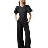 MODERN MINIMALIST BUBBLE SLEEVE BLOUSE EVE FOR WOMEN - BLACK