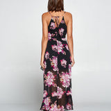 BLOOMING ELEGANCE RUFFLE MAXI DRESS SILVIA FOR WOMEN - BLACK, PURPLE, PINK