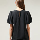 MODERN MINIMALIST BUBBLE SLEEVE BLOUSE EVE FOR WOMEN - BLACK