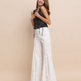 BOHO-CHIC LACE INSET FLARE JEANS GIORGIA IN TIMELESS WHITE FOR WOMEN