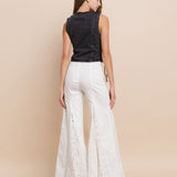 BOHO-CHIC LACE INSET FLARE JEANS GIORGIA IN TIMELESS WHITE FOR WOMEN